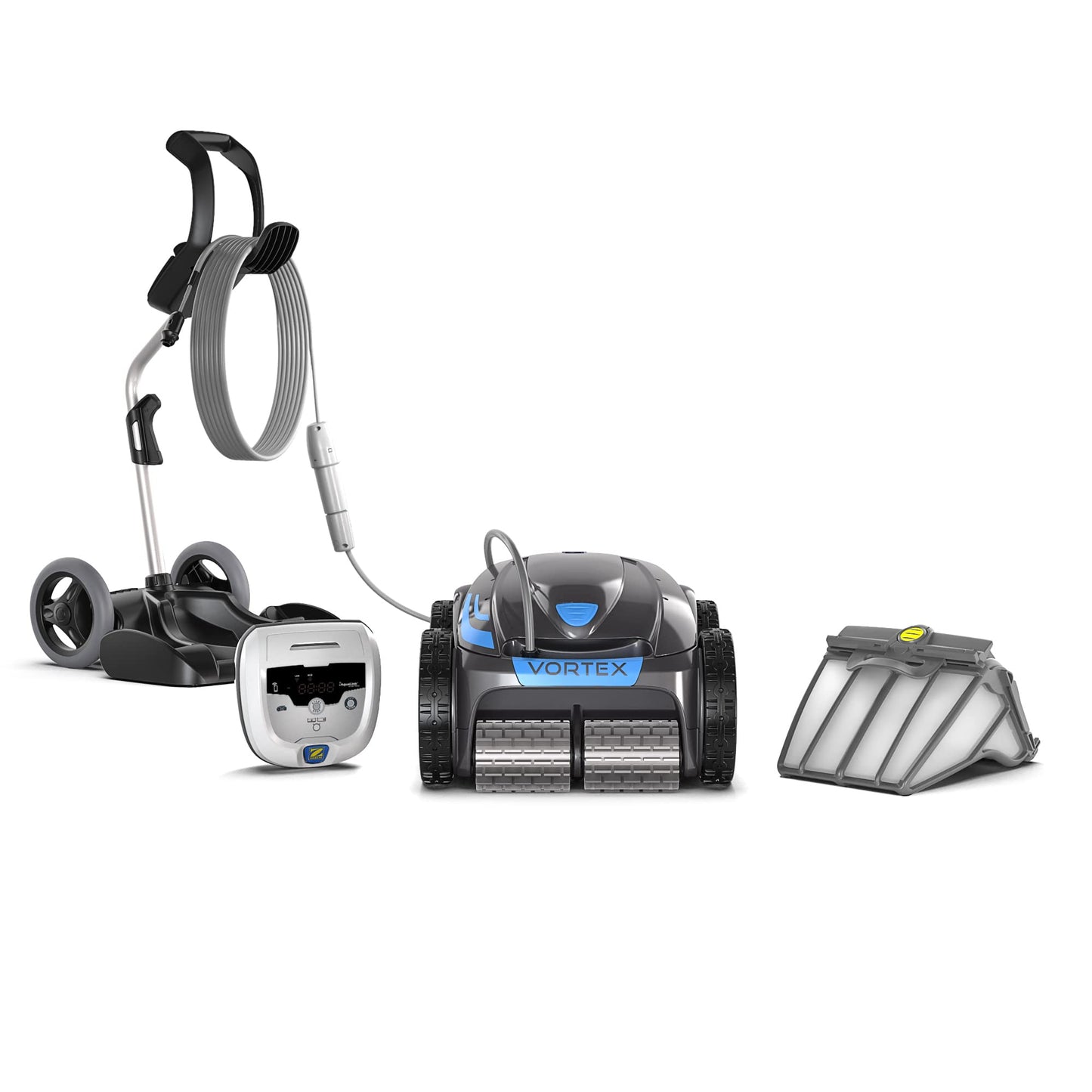 Automatischer Poolroboter Zodiac VORTEX 4WD. Bis zu 12x6 m, reinigt Boden, Wände und Wasserlinie. Fernbedienung und Lift System über App