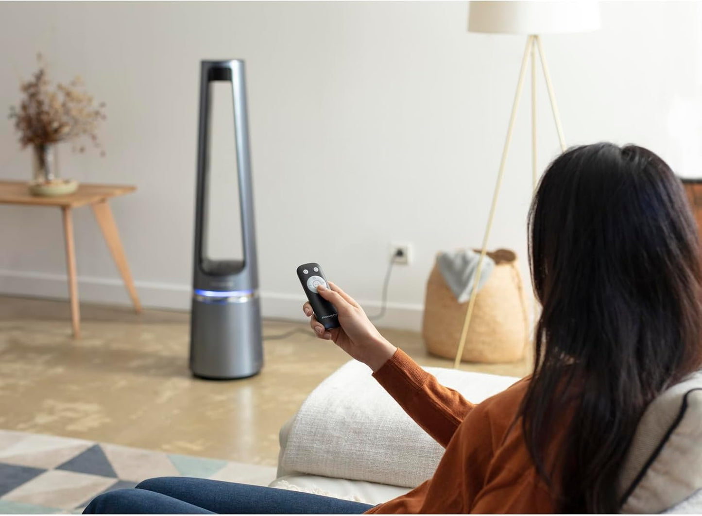 Rowenta rotorloser 2 in1 Luftreinigungsventilator Eclipse QU5030 | Luftreiniger und Ventilator | Feinpartikel | 12 Geschwindigkeiten | Timer | verzögerte Startfunktion | Fernbedienung | Anthrazit