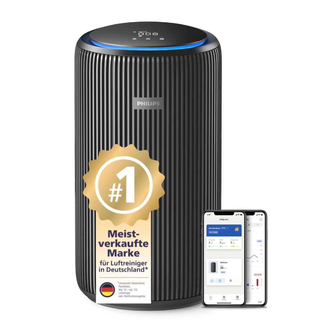 Philips PureProtect 3200 Series: Intelligent Air Purifier, HEPA and Activated Carbon Filter, CADR 500 m³/h for 130 m², Ultra Quiet and Energy Efficient, Captures 99.97% Allergens (AC3210/12)