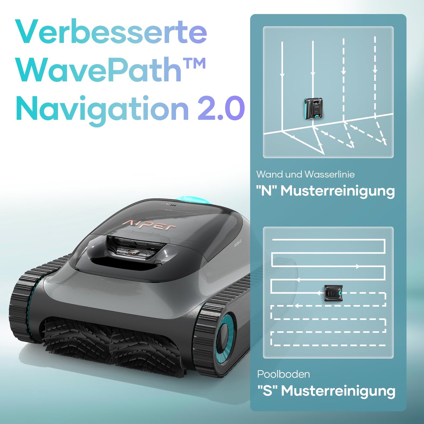 AIPER Scuba S1 2025 Upgrade Poolroboter Akku, 180 Min Laufzeit, Ultrafeinfiltration, Pool Bodensauger mit Wand- & Wasserlinienreinigung, App-Steuerung & OTA-Updates, Poolsauger für Pools bis zu 150㎡