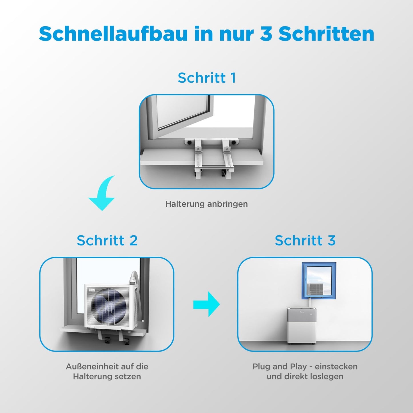 Midea Portasplit Klimaanlage, 12000 BTU, 3,5 kW, Kühlen/Heizen, bis 42 m², Silent-Modus 39 dB(A)