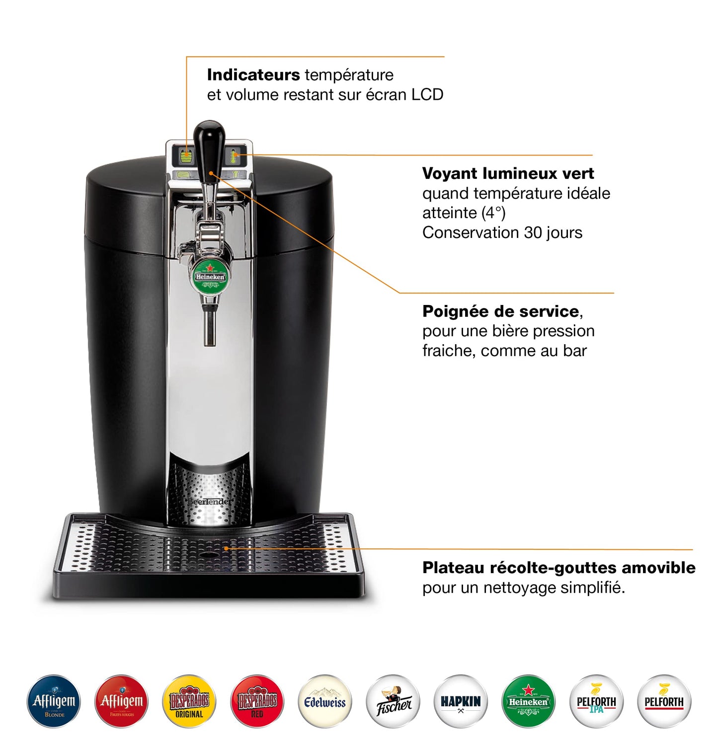 Krups Tireuse à Bière Pompe Machine à Pière Pression Beertender Bierzapfanlage, Zapfmaschine, 5 l, Temperaturanzeige, verbleibendes Volumen, Chrom VB700800, Thermoplast, Schwarz/Anthrazit