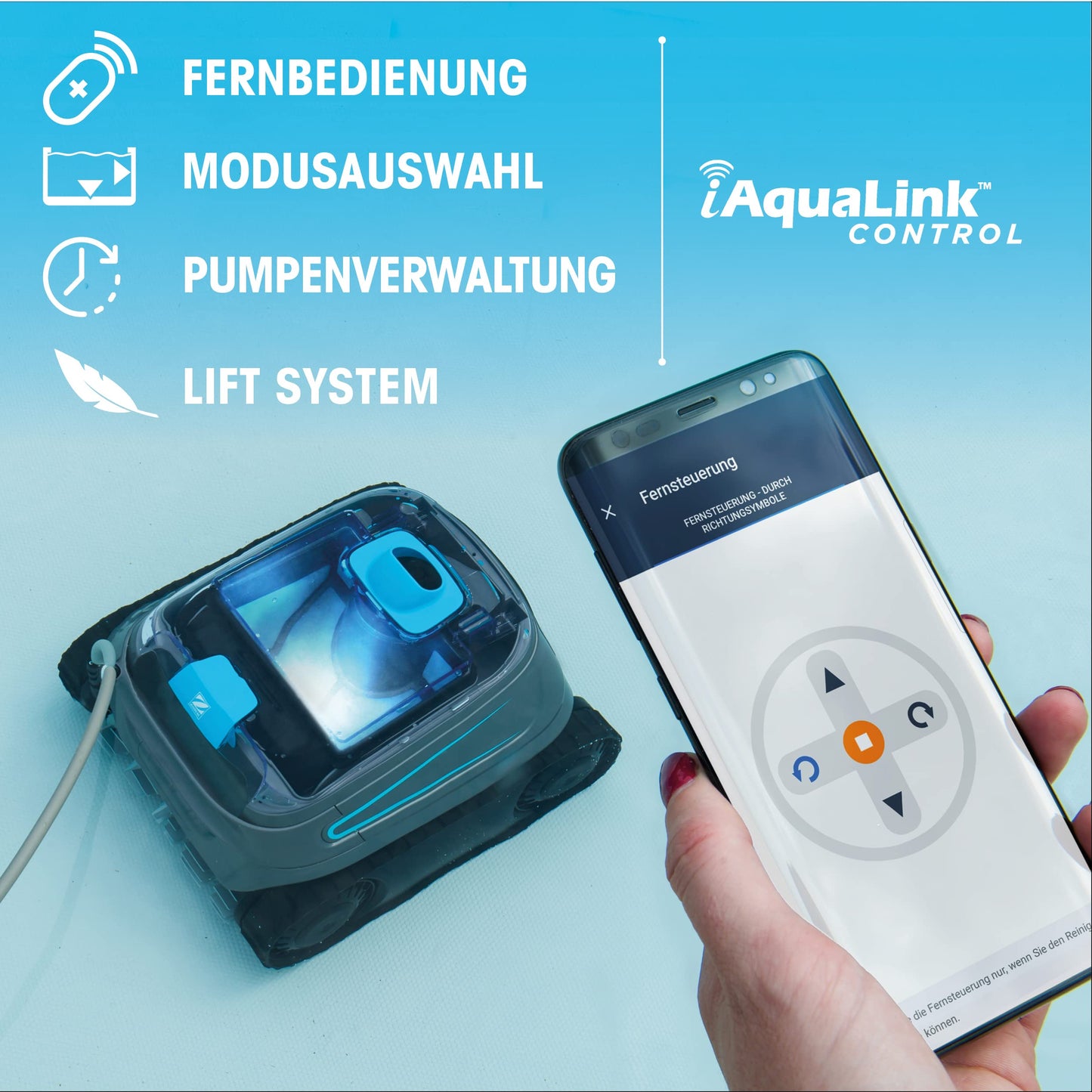 Automatischer Poolroboter Zodiac CNX 40 iQ, bis zu 12x6 m, reinigt Boden, Wände und Wasserlinie. App-Steuerung, Fernbedienung und Liftsystem