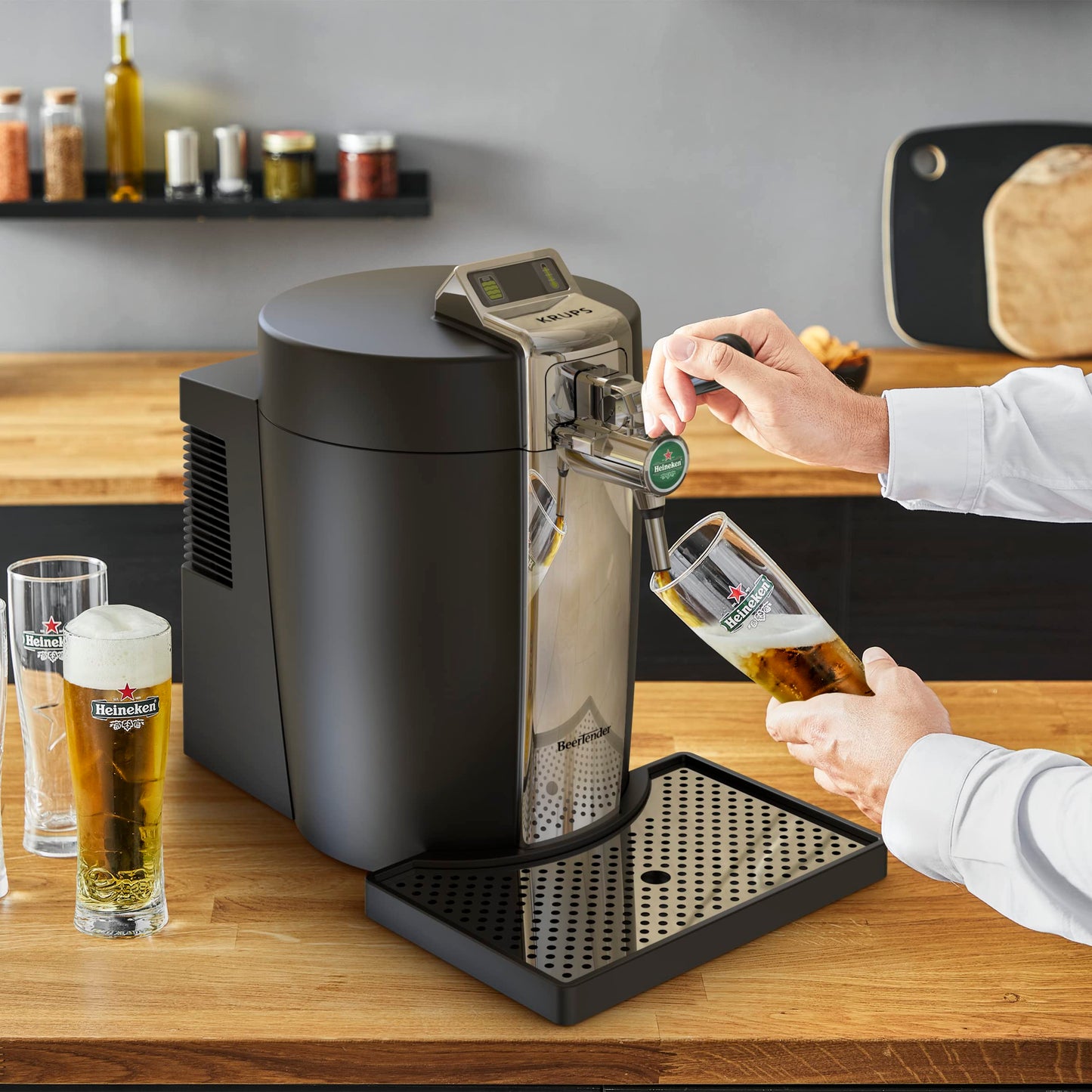 Krups Tireuse à Bière Pompe Machine à Pière Pression Beertender Bierzapfanlage, Zapfmaschine, 5 l, Temperaturanzeige, verbleibendes Volumen, Chrom VB700800, Thermoplast, Schwarz/Anthrazit