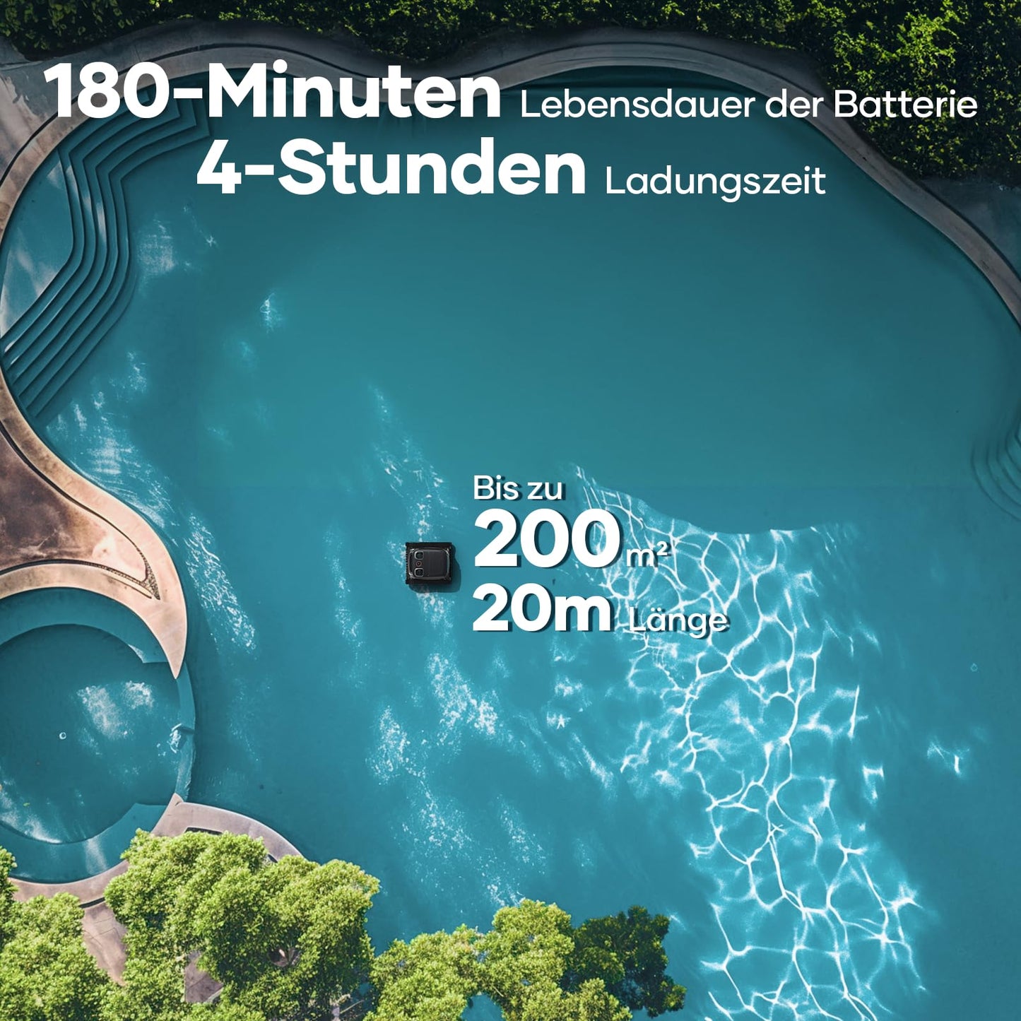 AIPER Scuba S1 Pro Poolroboter Boden und Wand mit Horizontaler Wasserlinienreinigung, Intelligenter Navigation, 180 Minuten Batterielaufzeit, Poolsauger Ideal für Eingelassene Pools bis zu 200㎡