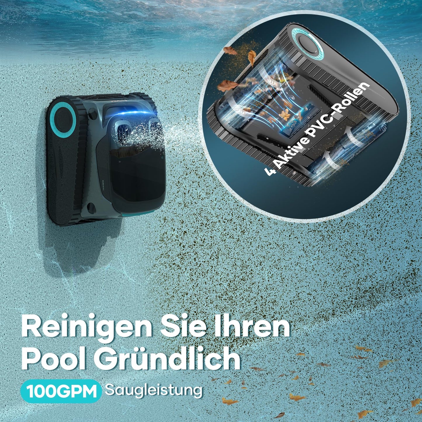 AIPER Scuba S1 Pro Poolroboter Boden und Wand mit Horizontaler Wasserlinienreinigung, Intelligenter Navigation, 180 Minuten Batterielaufzeit, Poolsauger Ideal für Eingelassene Pools bis zu 200㎡