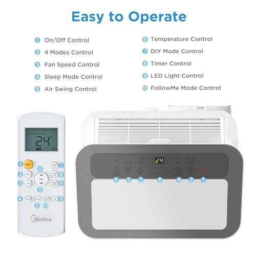 Midea Mobile Klimaanlage Silent Cool 26 Pro WF, 9000 BTU, 2,6 kW, bis 33 m², App-Steuerung, Abluftschlauch