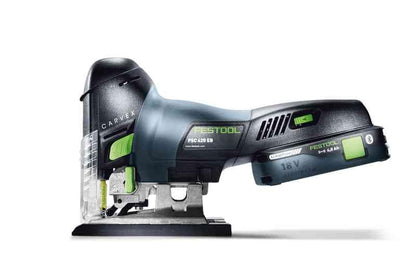 Festool Akku-Pendelstichsäge PSC 420 HPC 4,0 EBI-Plus CARVEX (mit Akkupack, Schnellladegerät, Stichsägeblatt-Set: WOOD FINE CUT und WOOD UNIVERSAL, Splitterschutz), im Systainer