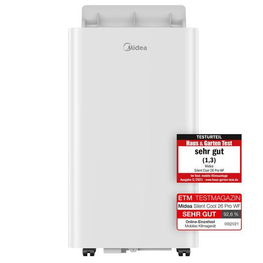 Midea Mobile Klimaanlage Silent Cool 26 Pro WF, 9000 BTU, 2,6 kW, bis 33 m², App-Steuerung, Abluftschlauch