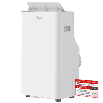 Midea Mobile Klimaanlage Silent Cool 26 Pro, 9000 BTU, 2,6 kW, bis 33 m², mit Abluftschlauch, Weiß