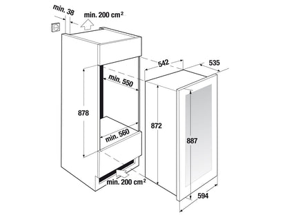 Küppersbusch FWK 2800.0 S2 K-Series.8 Einbau Weinklimaschrank Schwarz/Black Chrome