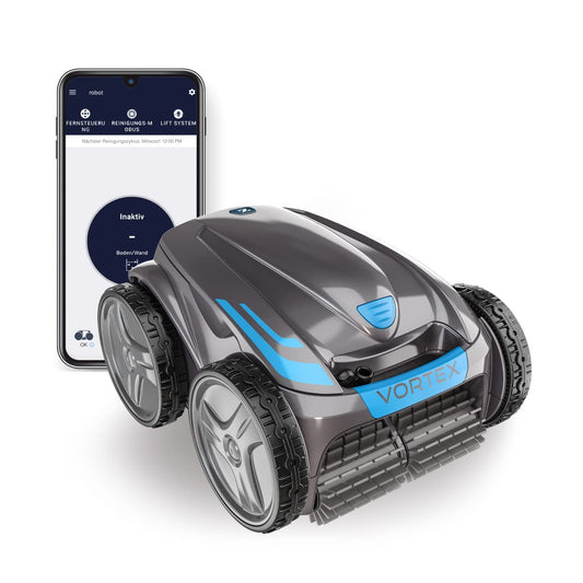 Automatischer Poolroboter Zodiac VORTEX 4WD. Bis zu 12x6 m, reinigt Boden, Wände und Wasserlinie. Fernbedienung und Lift System über App