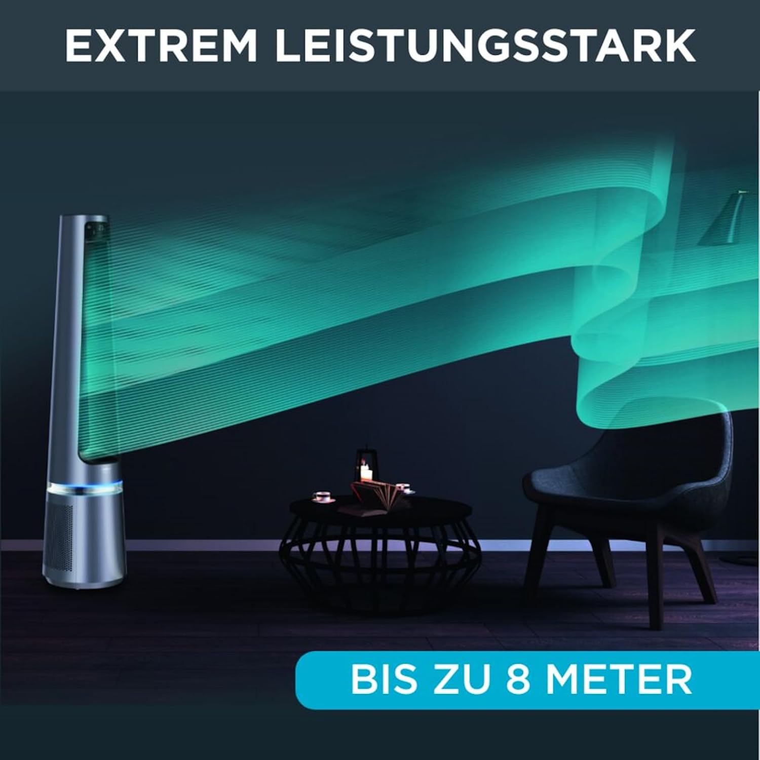 Rowenta rotorloser 2 in1 Luftreinigungsventilator Eclipse QU5030 | Luftreiniger und Ventilator | Feinpartikel | 12 Geschwindigkeiten | Timer | verzögerte Startfunktion | Fernbedienung | Anthrazit