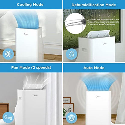 Midea Mobile Klimaanlage Silent Cool 26 Pro, 9000 BTU, 2,6 kW, bis 33 m², mit Abluftschlauch, Weiß