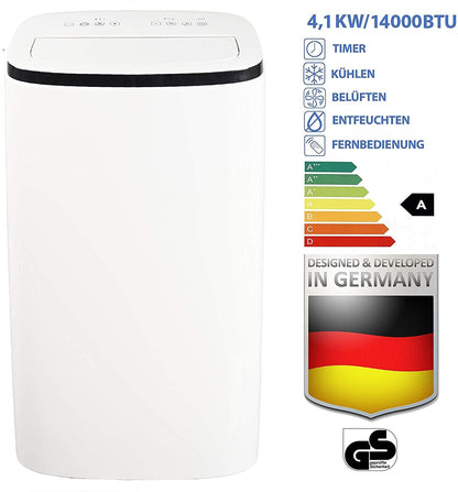 Jung AIR TV07 Mobile Klimaanlage, 14000 BTU, 4,1 kW, bis 140 m³, Fernbedienung, Timer, Klasse A