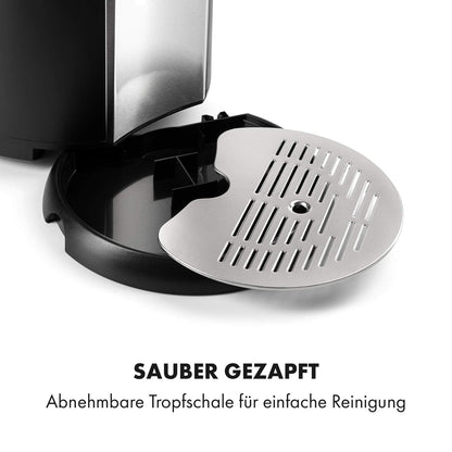 Klarstein Beerkules Bierzapfanlage Bierkühler - für alle 5 l Fässer mit und ohne Zapfsystem, Druckmittel: CO2, inkl. 3 Patronen, Kompressionskühlung: Kühltemperaturen von 2-12 °C, silber-schwarz