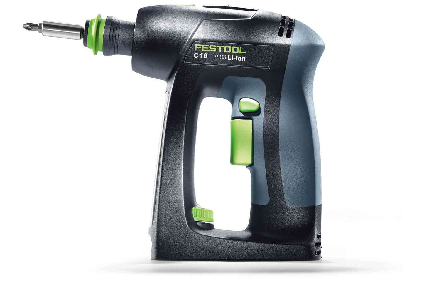 Festool Akku-Bohrschrauber C 18-Basic (mit Werkzeugfutter, Magnet-Bithalter, Schnellspannbohrfutter, Bit, Gürtelclip), im Systainer