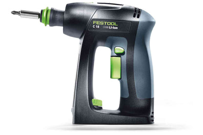 Festool Akku-Bohrschrauber C 18-Basic (mit Werkzeugfutter, Magnet-Bithalter, Schnellspannbohrfutter, Bit, Gürtelclip), im Systainer