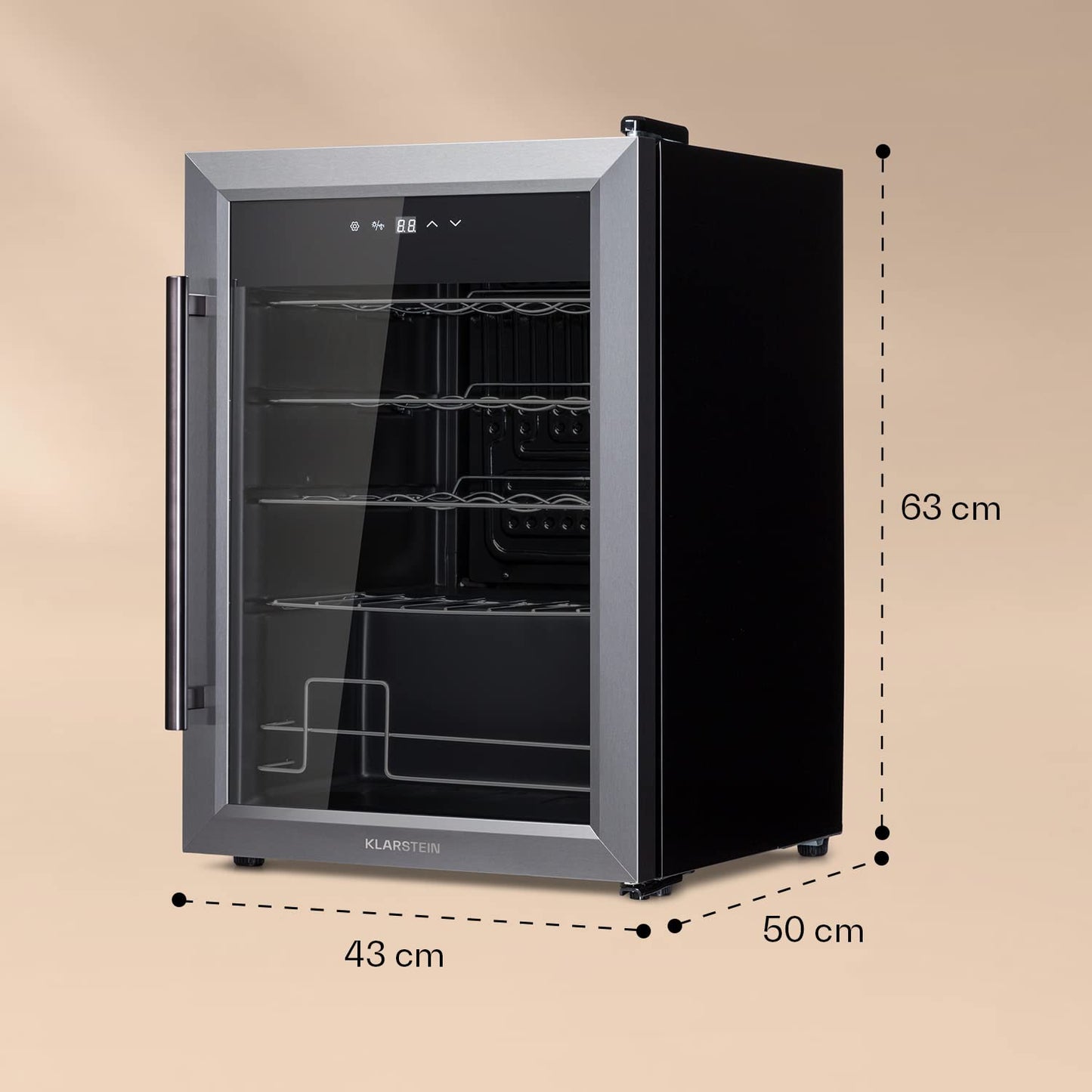 Klarstein Ultimo Uno Weinkühlschrank - Wine Fridge mit Temperaturregler: 5-8 °C, Weinschrank mit Touch-Bedienfeld, Platz für 20 Flaschen, 53 Liter Gesamtvolumen, schwarz
