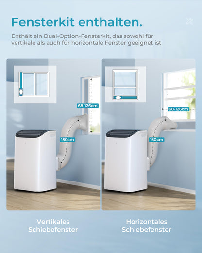 EUHOMY Mobile Klimaanlage, 12000 BTU, 3-in-1, 410 m³/h, Energieklasse A, <50 dB, 24h-Timer