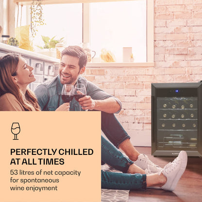 Klarstein Ultimo Uno Weinkühlschrank - Wine Fridge mit Temperaturregler: 5-8 °C, Weinschrank mit Touch-Bedienfeld, Platz für 20 Flaschen, 53 Liter Gesamtvolumen, schwarz