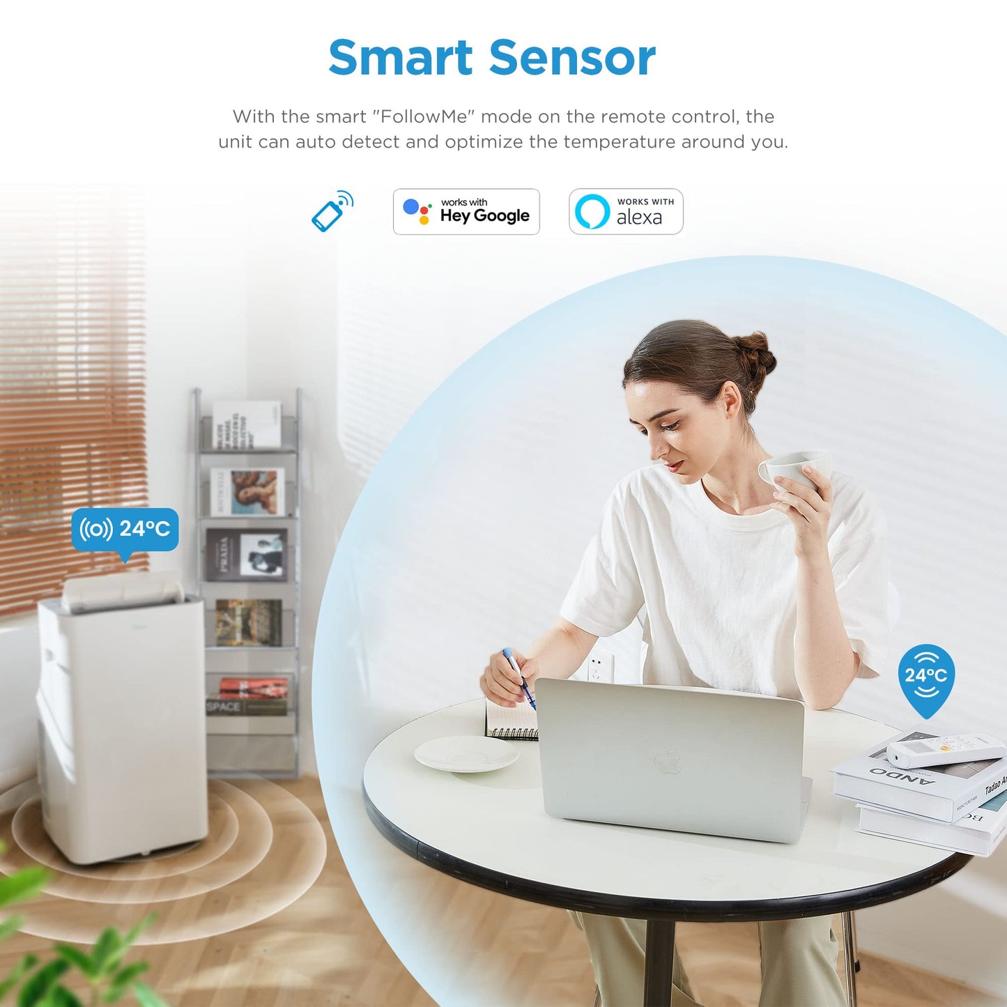 Midea Mobile Klimaanlage Silent Cool 26 Pro WF, 9000 BTU, 2,6 kW, bis 33 m², App-Steuerung, Abluftschlauch