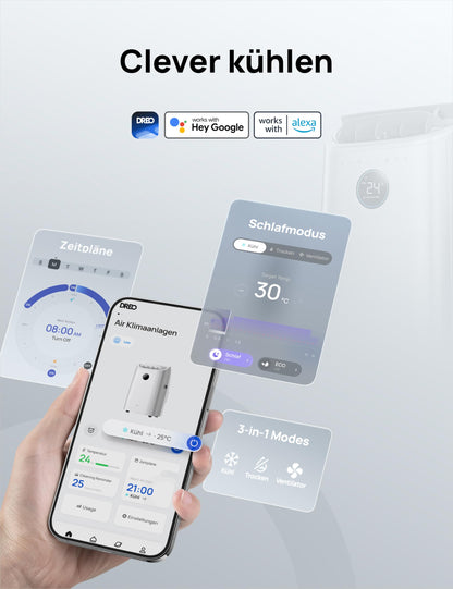 Dreo Mobile Klimaanlage AC516S, 12000 BTU, App- & Sprachsteuerung, für Schlafzimmer, 24h Timer