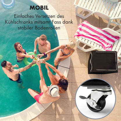 Klarstein Big Spender - Bierfass-Kühlschrank, Getränkefasskühlschrank, Komplettset, CO2 Fässer bis 50 L, 4 Bodenrollen, Temperatur regulierbar, inkl. 1 x Zapfsäule, graphitgrau