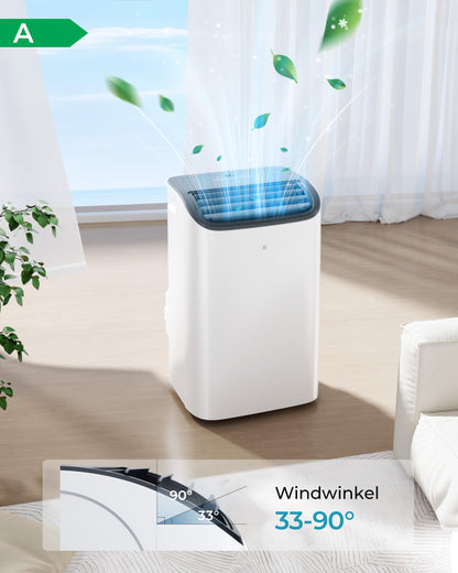 EUHOMY Mobile Klimaanlage, 12000 BTU, 3-in-1, 410 m³/h, Energieklasse A, <50 dB, 24h-Timer