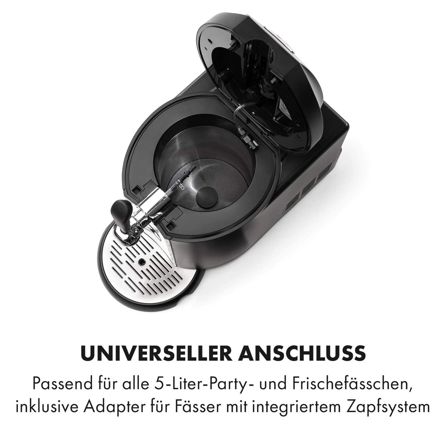 Klarstein Beerkules Bierzapfanlage Bierkühler - für alle 5 l Fässer mit und ohne Zapfsystem, Druckmittel: CO2, inkl. 3 Patronen, Kompressionskühlung: Kühltemperaturen von 2-12 °C, silber-schwarz