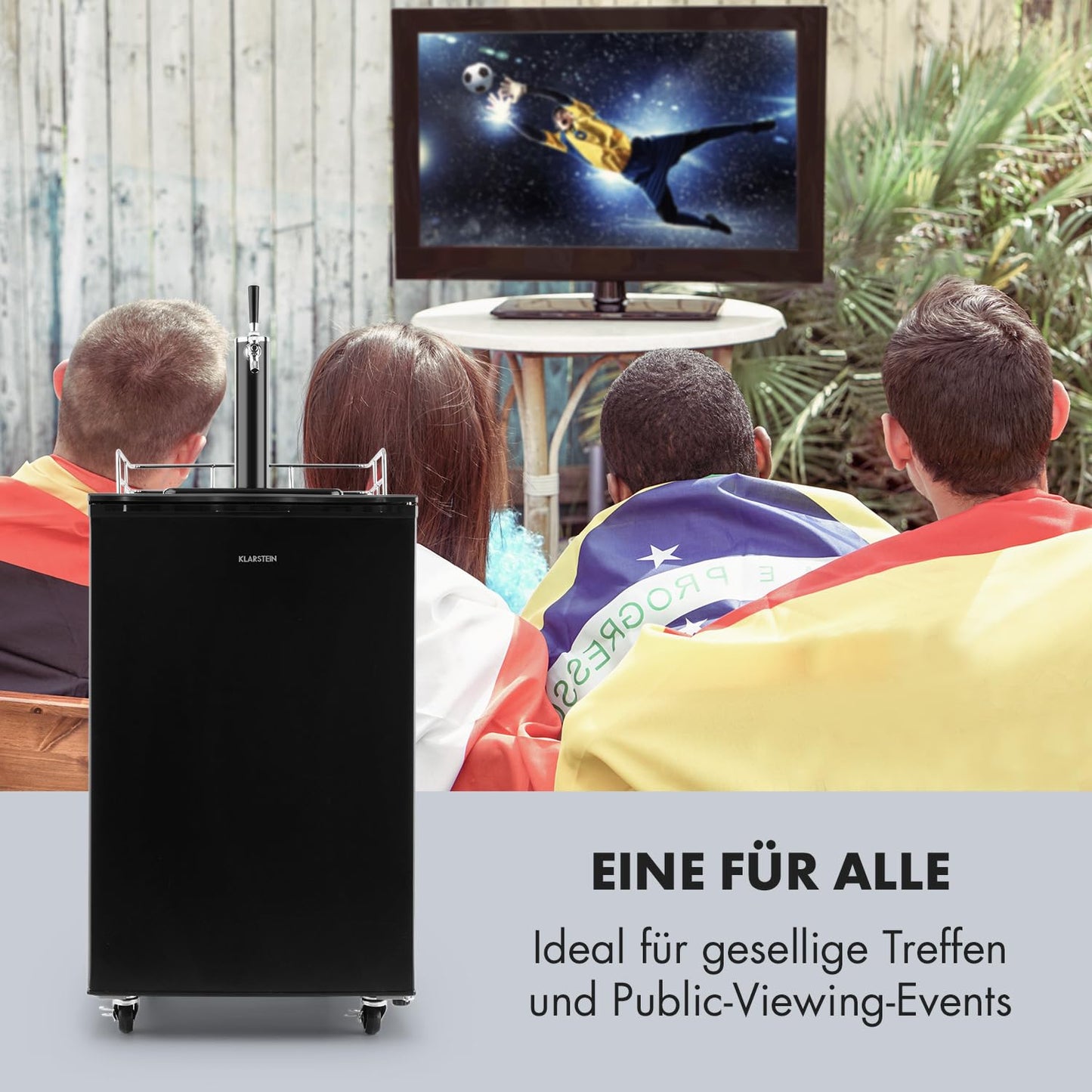 Klarstein Big Spender - Bierfass-Kühlschrank, Getränkefasskühlschrank, Komplettset, CO2 Fässer bis 50 L, 4 Bodenrollen, Temperatur regulierbar, inkl. 1 x Zapfsäule, graphitgrau