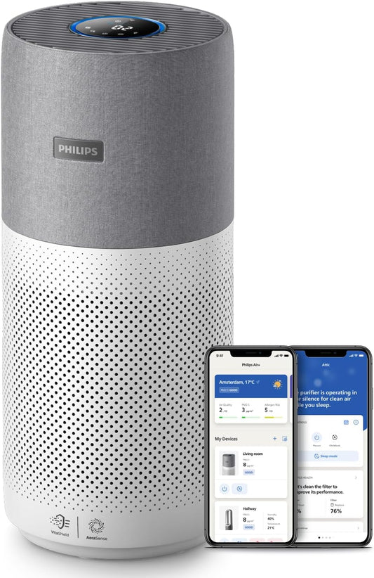 Philips Luftreiniger der Serie 4000i, App-Steuerung, entfernt Keime, Pollen und Staub in Räumen bis zu 158 m², 4 Geschwindigkeiten, Schlafmodus, (AC4236/10)