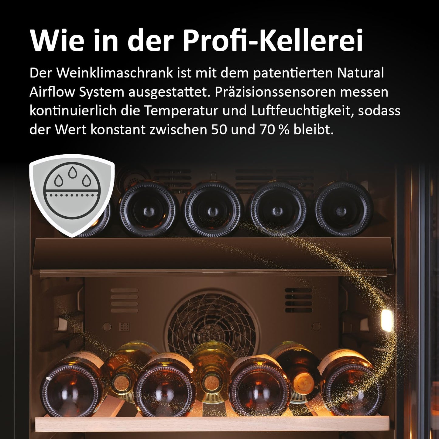 Haier Weinklimaschrank 50 SERIE 5 HWS79GDG I Weinkühlschrank für 79 Flaschen I Neue Technologie für beste Lagerung I Weinkühlschrank 2 Zonen, UV-Glastür & 5 Holzregalen I Wine Fridge vibrationsarm