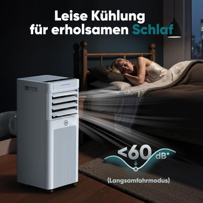 Mobile Klimaanlage 9000 BTU, 3-in-1, bis 33 m², LED-Display, Fernbedienung, Timer, mit Abluftschlauch