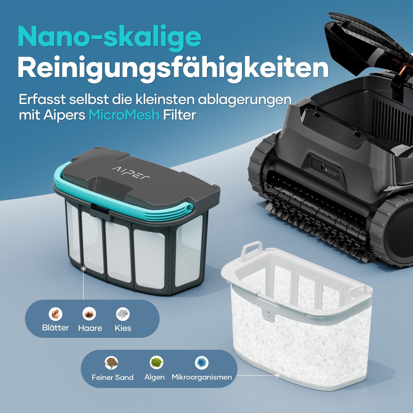 AIPER Scuba X1 Pro Poolroboter Boden und Wand, 25200 LPH Wasserlinienreinigung, Dual-Motoren Poolsauger, 3 Saugmodi, Intelligenter Pfadplan und Reinigungsplanung, Ideal für Eingelassene Pools 200㎡