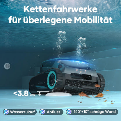 AIPER Scuba S1 Pro Poolroboter Boden und Wand mit Horizontaler Wasserlinienreinigung, Intelligenter Navigation, 180 Minuten Batterielaufzeit, Poolsauger Ideal für Eingelassene Pools bis zu 200㎡