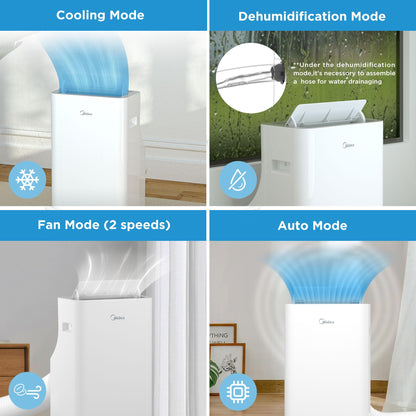 Midea Mobile Klimaanlage Silent Cool 26 Pro WF, 9000 BTU, 2,6 kW, bis 33 m², App-Steuerung, Abluftschlauch