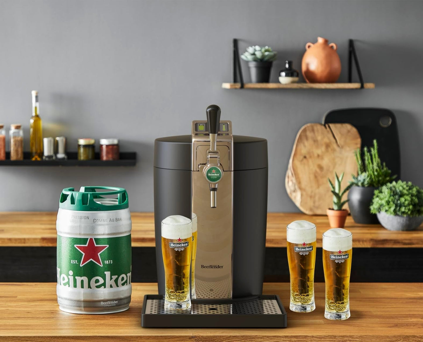 Krups Tireuse à Bière Pompe Machine à Pière Pression Beertender Bierzapfanlage, Zapfmaschine, 5 l, Temperaturanzeige, verbleibendes Volumen, Chrom VB700800, Thermoplast, Schwarz/Anthrazit