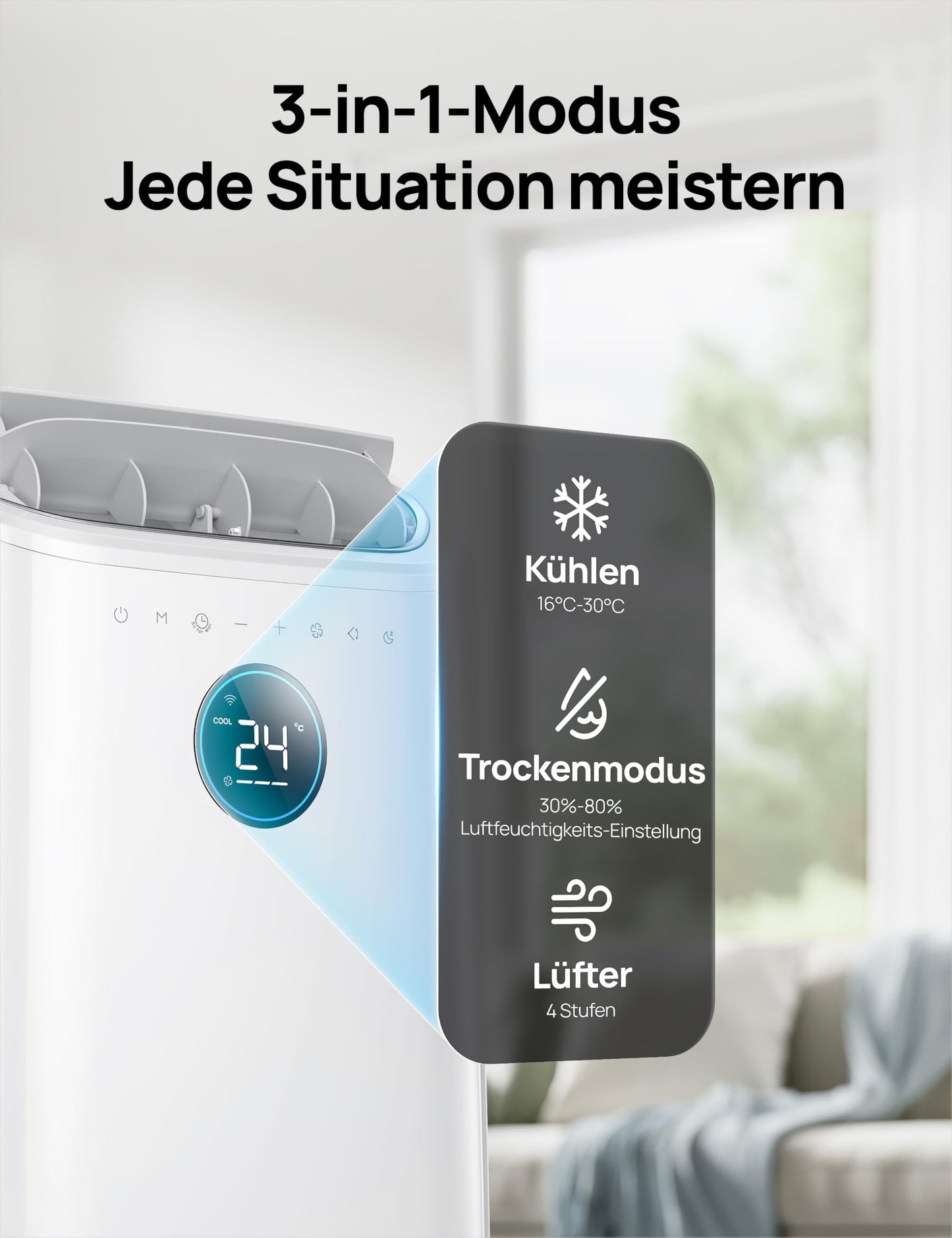 Dreo Mobile Klimaanlage AC516S, 12000 BTU, App- & Sprachsteuerung, für Schlafzimmer, 24h Timer