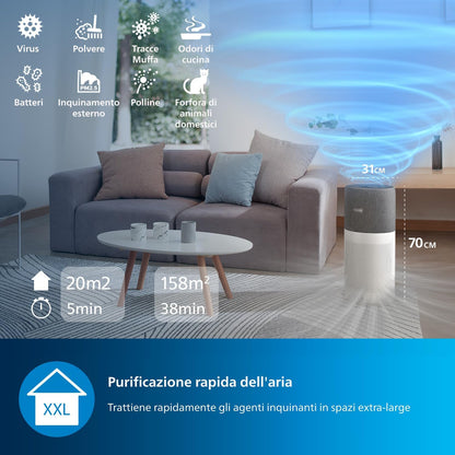 Philips Luftreiniger der Serie 4000i, App-Steuerung, entfernt Keime, Pollen und Staub in Räumen bis zu 158 m², 4 Geschwindigkeiten, Schlafmodus, (AC4236/10)