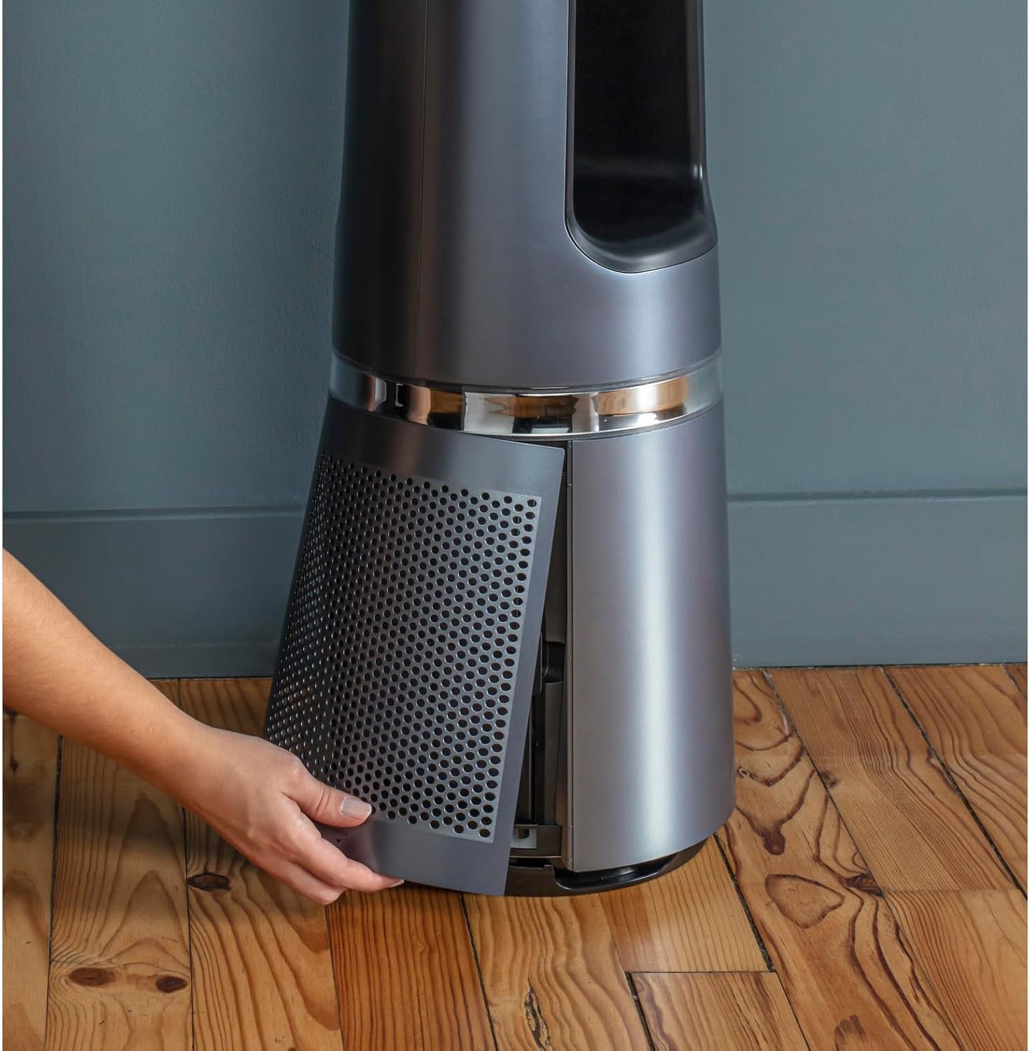 Rowenta rotorloser 2 in1 Luftreinigungsventilator Eclipse QU5030 | Luftreiniger und Ventilator | Feinpartikel | 12 Geschwindigkeiten | Timer | verzögerte Startfunktion | Fernbedienung | Anthrazit