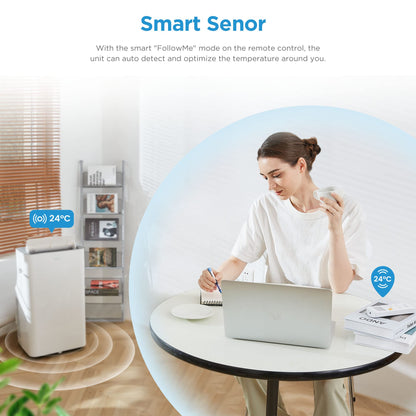 Midea Mobile Klimaanlage Silent Cool 26 Pro, 9000 BTU, 2,6 kW, bis 33 m², mit Abluftschlauch, Weiß