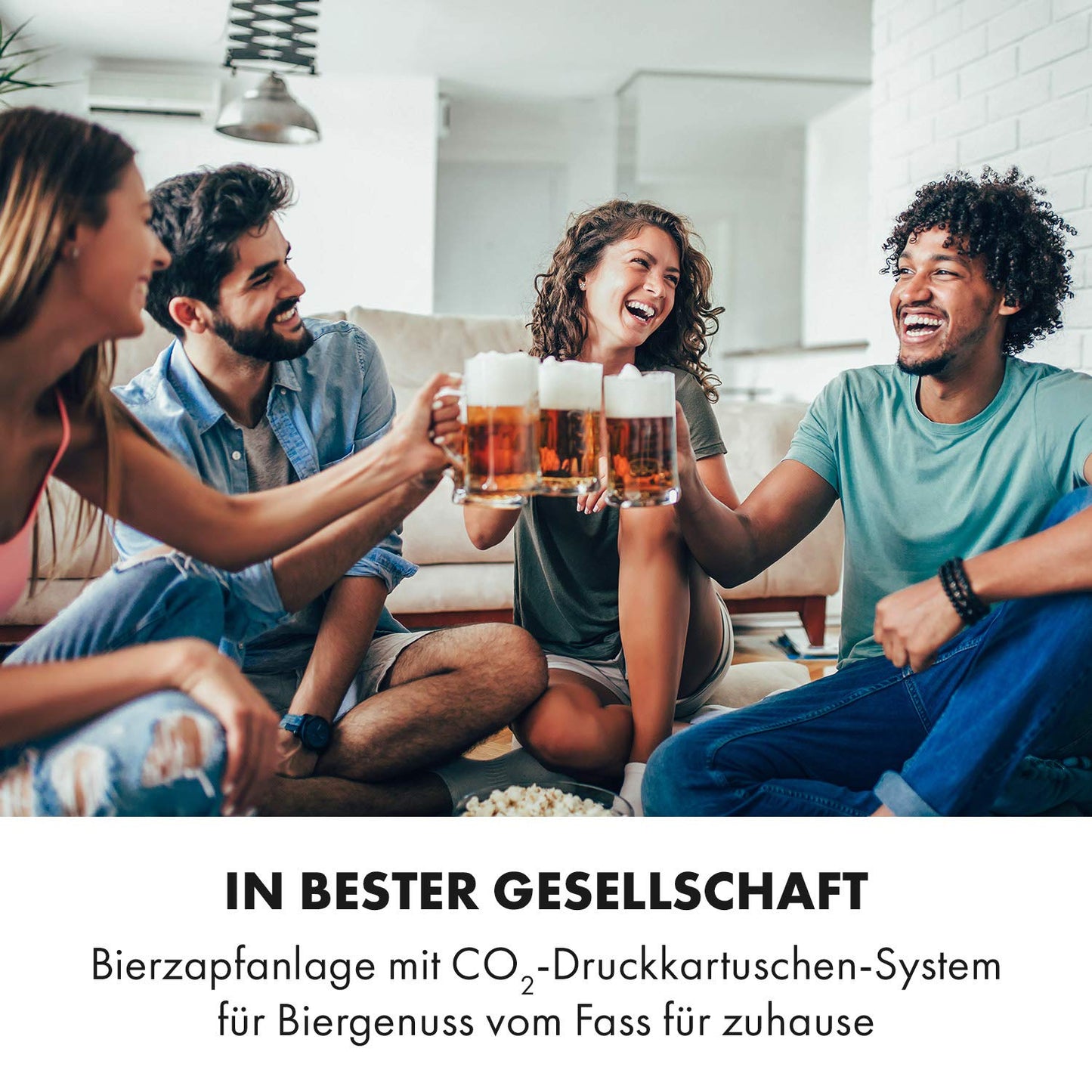 Klarstein Beerkules Bierzapfanlage Bierkühler - für alle 5 l Fässer mit und ohne Zapfsystem, Druckmittel: CO2, inkl. 3 Patronen, Kompressionskühlung: Kühltemperaturen von 2-12 °C, silber-schwarz