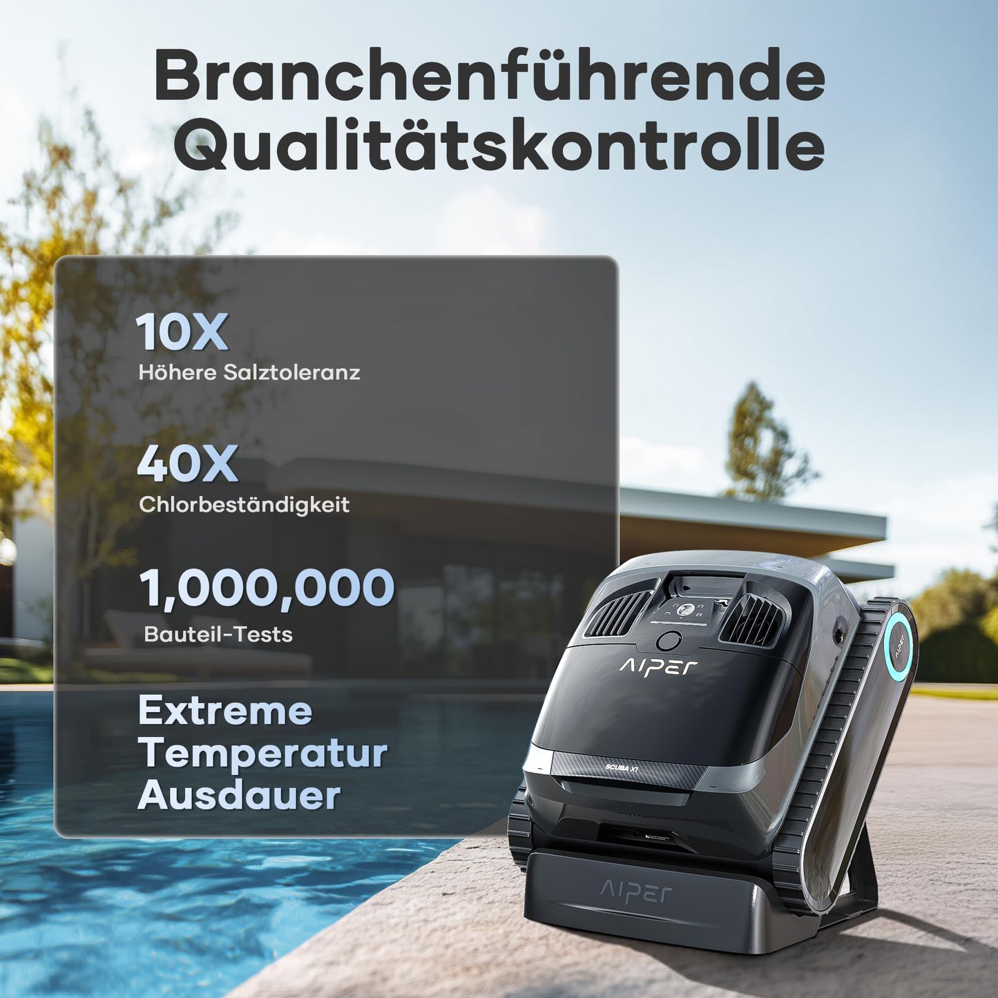 AIPER Scuba X1 Poolroboter mit App, 25200 LPH Mühelose Sauberkeit mit Doppel-Auslass, 3 μm Ultra-Feinfiltersystem