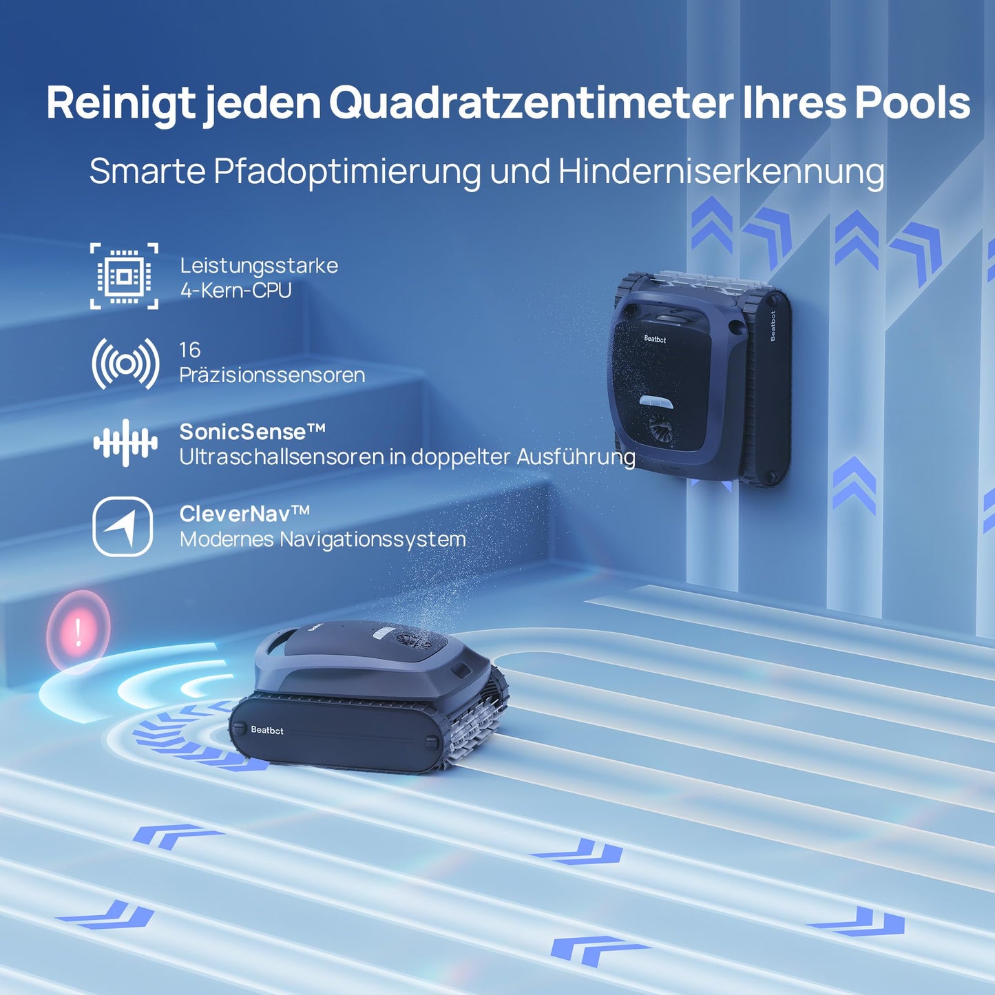 Beatbot AquaSense 2 Poolroboter, Akku Poolsauger mit Oberflächen-Parkfunktion, Poolreiniger Boden und Wand
