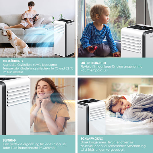 KESSER® Mobile Klimaanlage 4in1, 9000 BTU, 1005 W, Entfeuchter & Ventilator, Timer, Nachtmodus