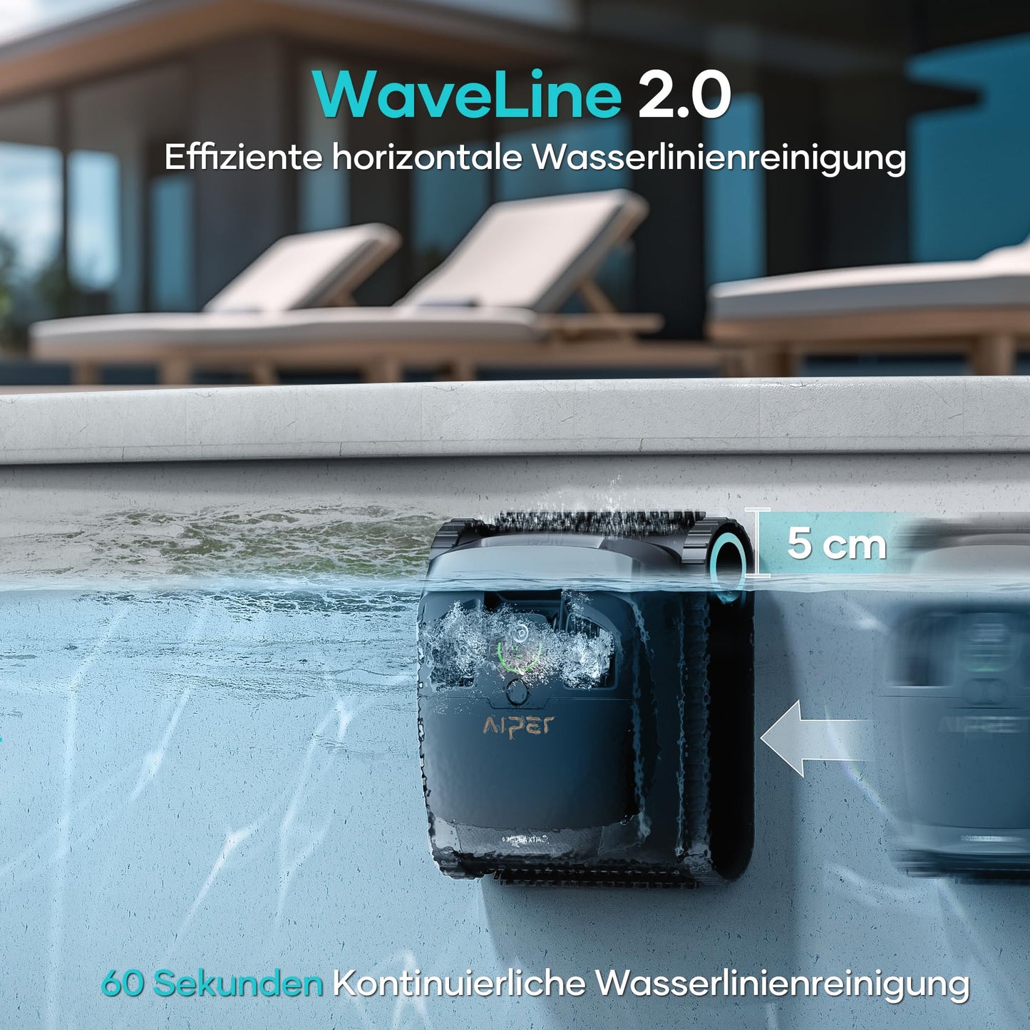 AIPER Scuba X1 Pro Poolroboter Boden und Wand, 25200 LPH Wasserlinienreinigung, Dual-Motoren Poolsauger, 3 Saugmodi, Intelligenter Pfadplan und Reinigungsplanung, Ideal für Eingelassene Pools 200㎡