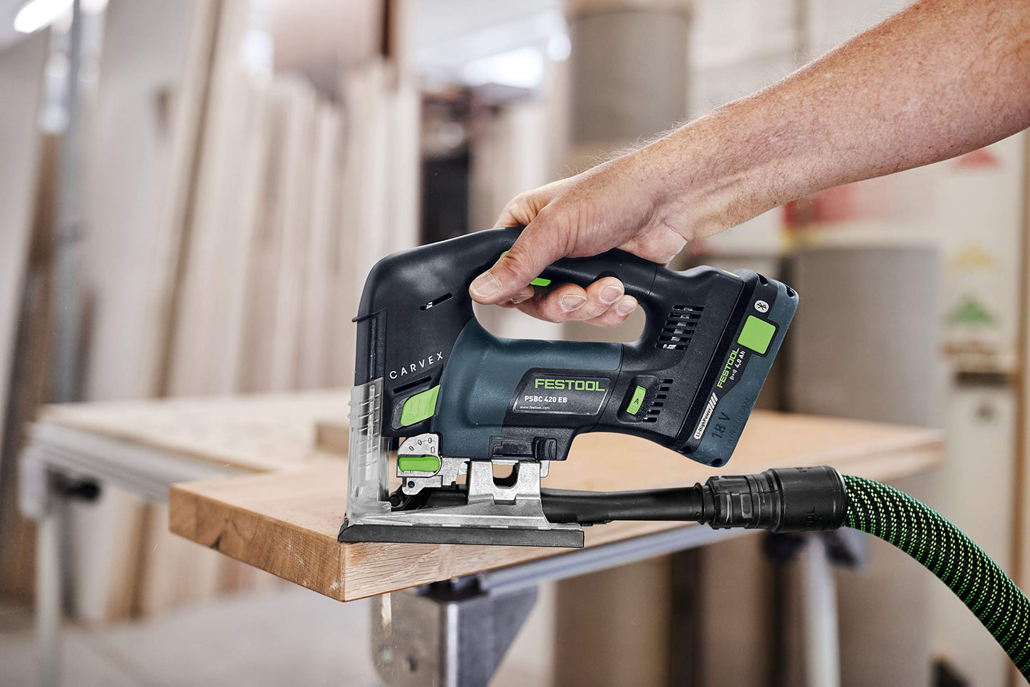 Festool Akku-Pendelstichsäge PSBC 420 EB-Basic CARVEX (mit Stichsägeblatt-Set, Splitterschutz), im Systainer