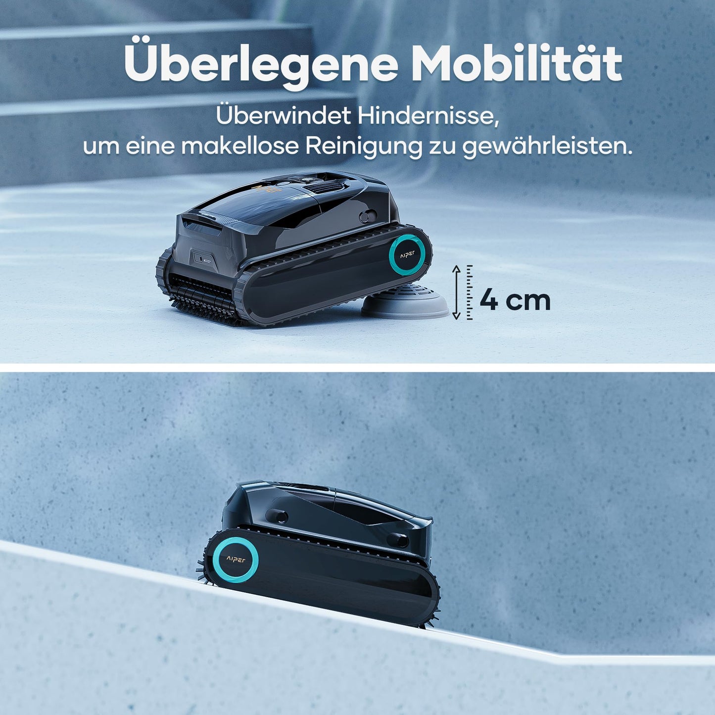 AIPER (Upgrade) Scuba X1 Poolroboter Boden und Wand, 3 μm Ultra-Fein Doppelfilter, 25200 LPH Saugkraft mit Doppel-Auslass