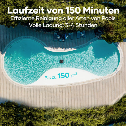 AIPER Scuba S1 Poolroboter Boden und Wand, Kabelloser Poolsauger mit Wandklettern, Intelligenten Navigation 2.0, 150 Minuten Batterielaufzeit